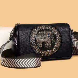 Elephant Stone Crossbody Bag- Black