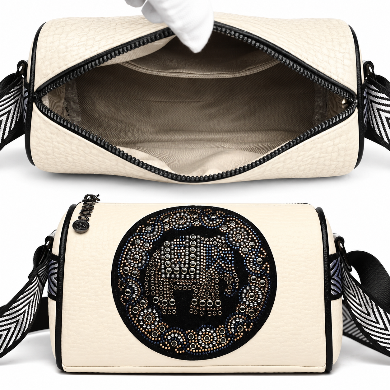 Off-White Elephant Stone Crossbody Bag front